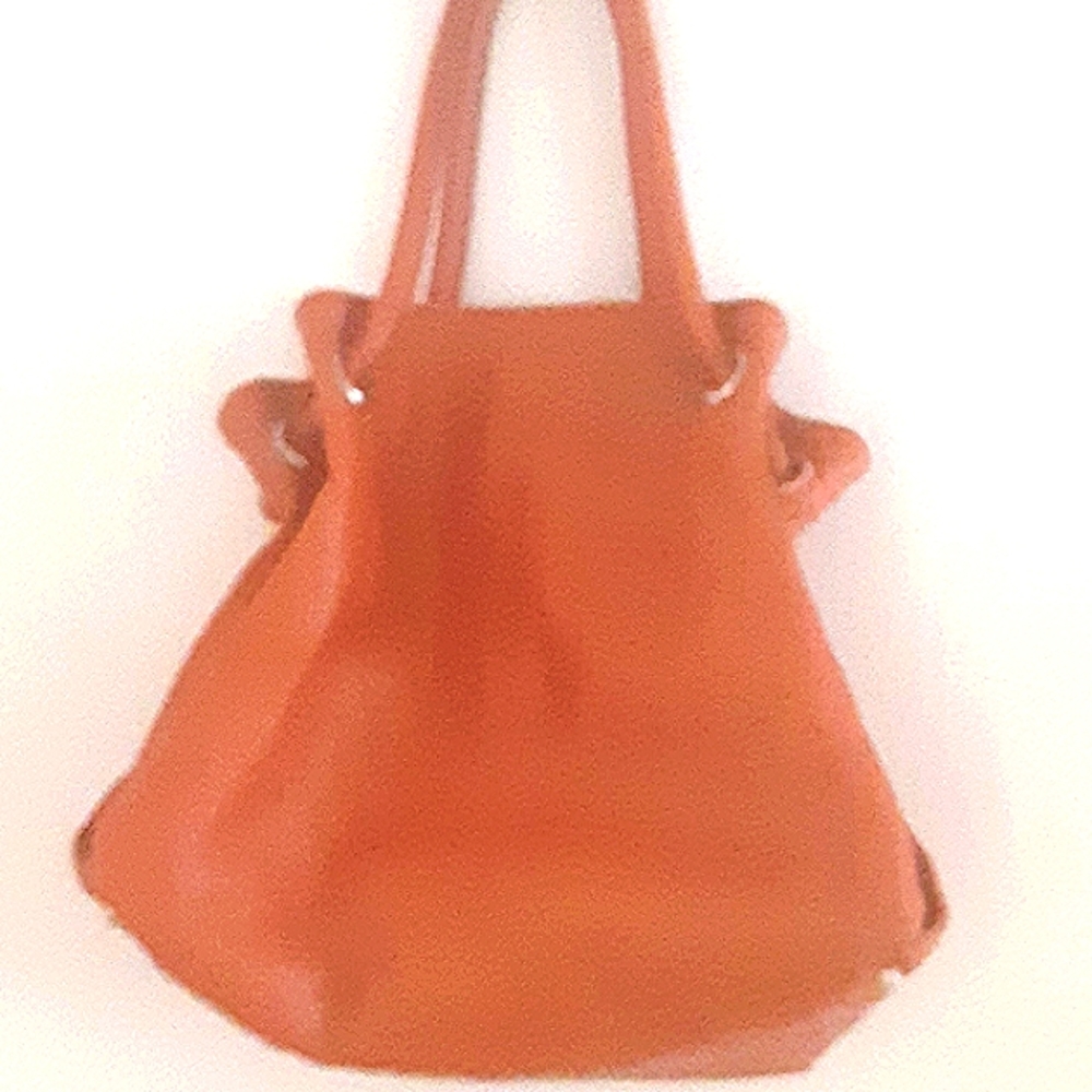 Furla genuine leather beautiful classic handbag embossed crocodile  in orange co - Picture 4 of 7